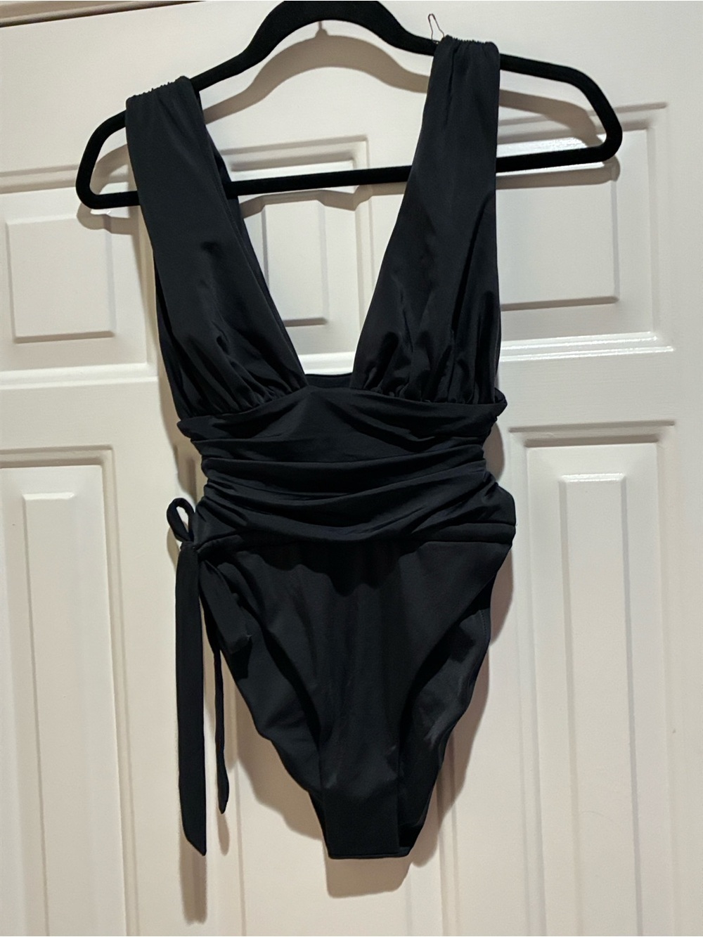 We Are Hah nwot black low v eco side toe one piece swim suit